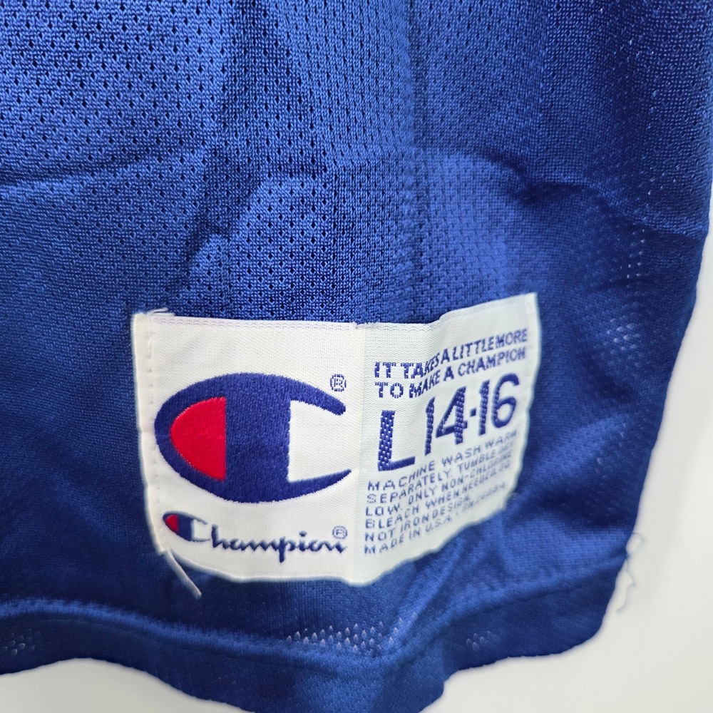 VTG 90s Champion Jersey L 14 16 Blue Mesh Grant Hill Detroit Pistons 33 - Picture 3 of 5